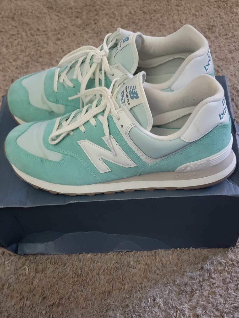 Men's Size 13 - New Balance 574 Green/White Gum Suede U574RD2 D Width